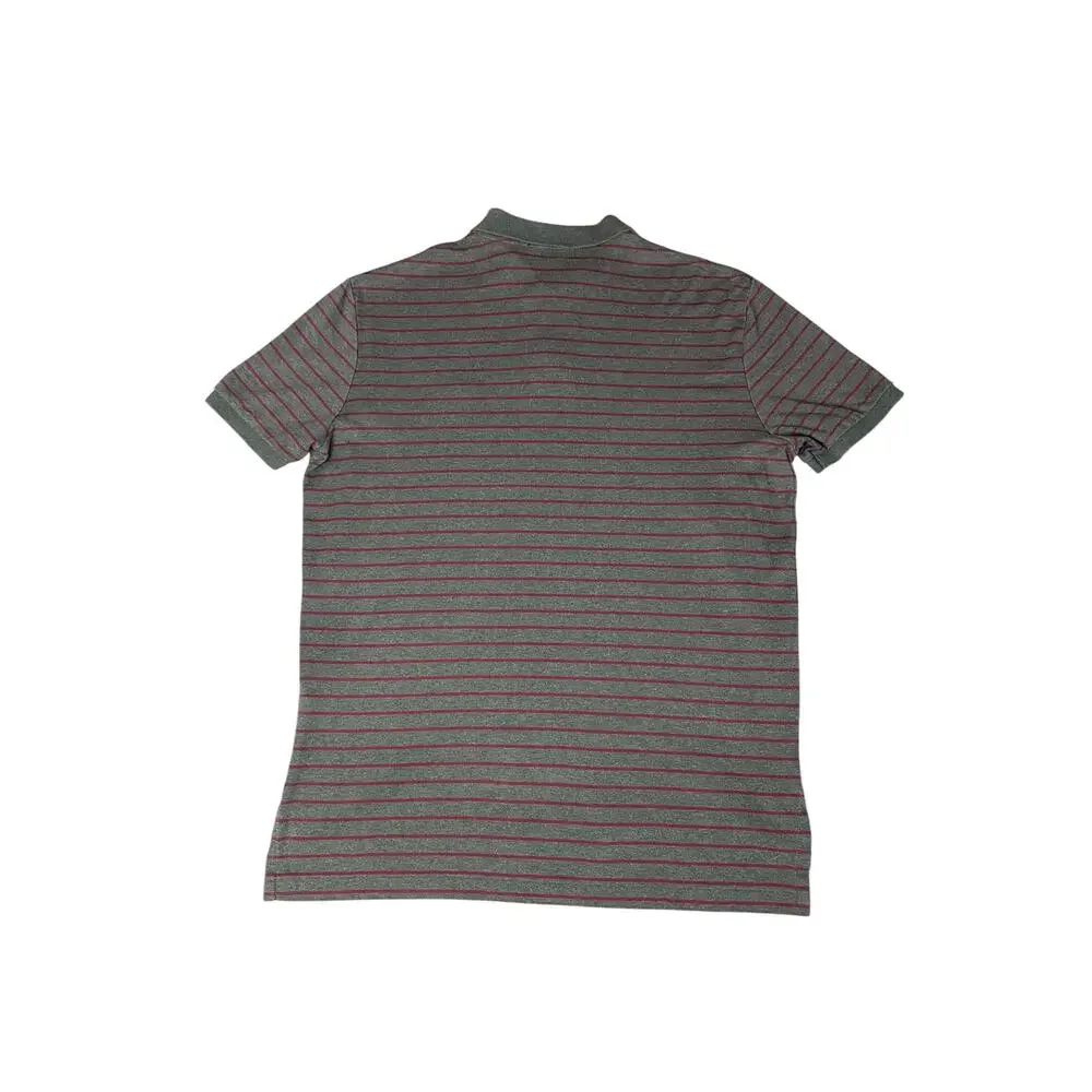 Ralph‎ Lauren Grey & Maroon Stripped Soft Pima Cotton Polo Shirt SZ Large Preppy